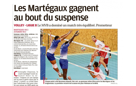 Martigues 3/2 Avignon : l'article de La Provence 