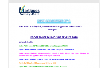 Une news letter au Martigues Volley